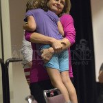 Cathy Weseluck hugging shy Fan - Fan Expo 2013