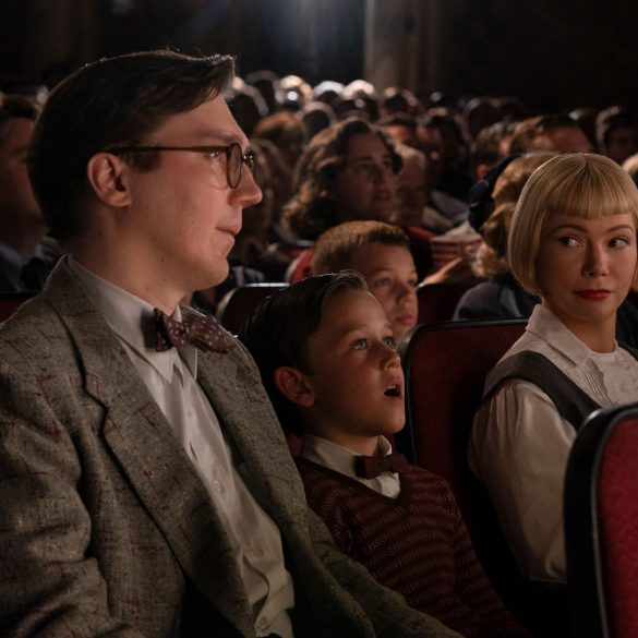 L-R: Paul Dano, Mateo Zoryon Francis-DeFord, and Michelle Williams as Burt, Young Sammy and Mitzi Fabelman respectively in 'The Fabelmans' | Photo © 2022 Universal Studios and Amblin Entertainment